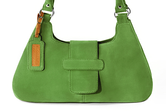 Dress handbag in grass green leather - Profile view